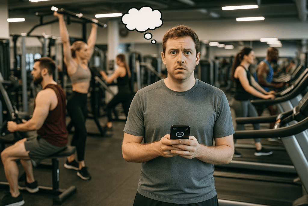 A man stood confused as he ponders the best gym workout split